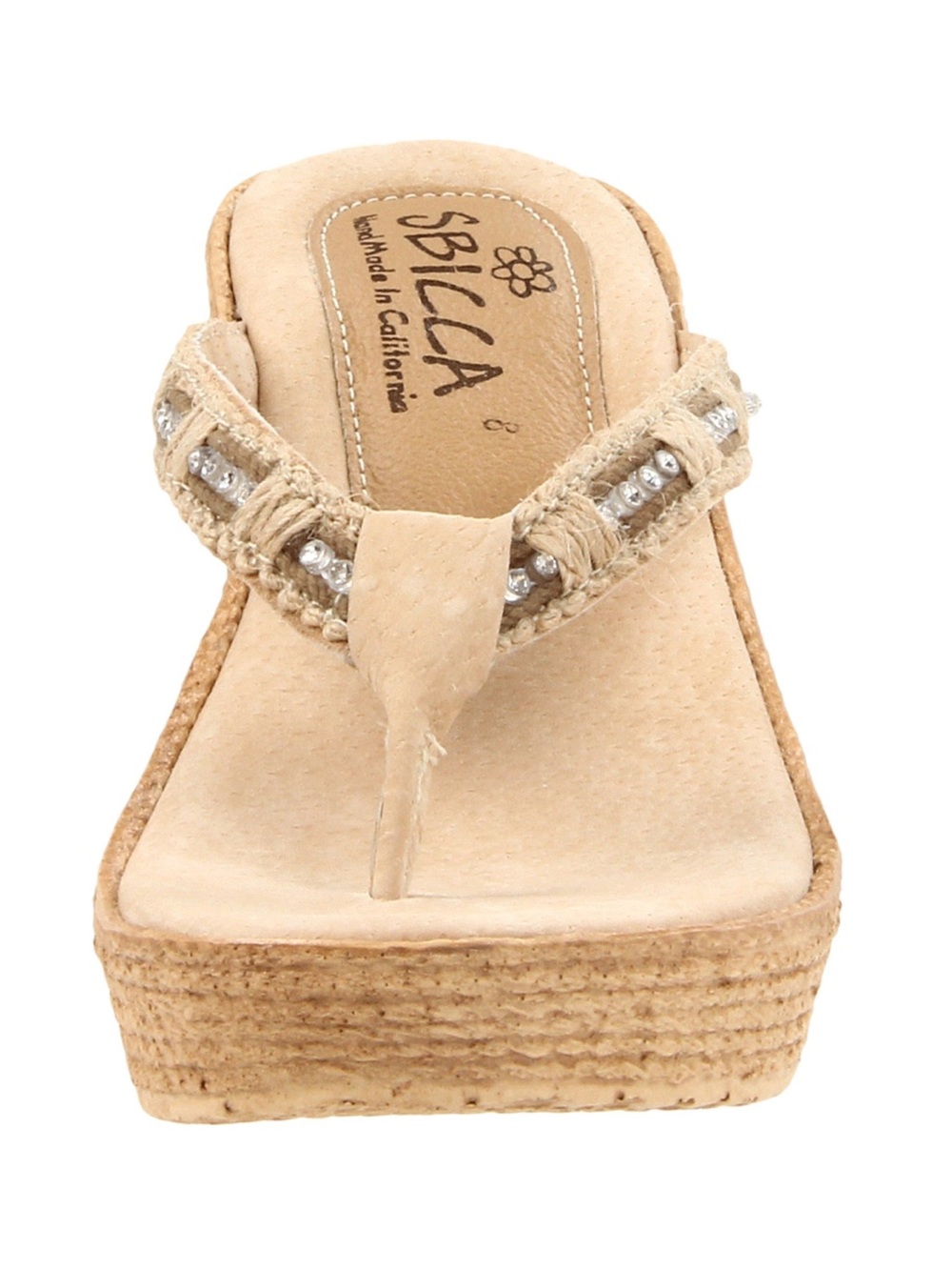 Sbicca Cora Wedge Thong Sandals with Beaded Strap